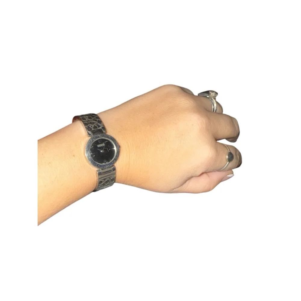 Vintage Coach Arden Bangle Watch Black Dial CC Signature Print Model 0185